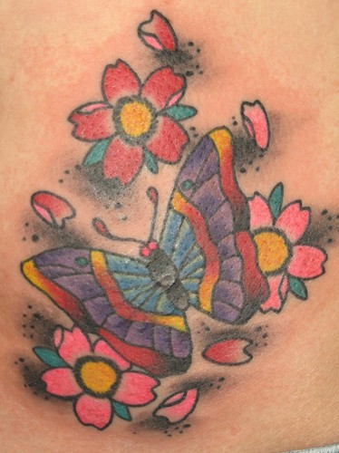 Tattoos - Small tattoos - jap butterfly and blossoms